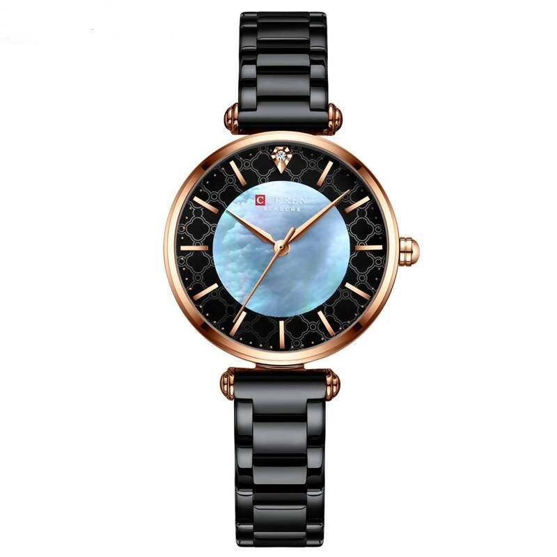 Curren Fashion Women's Watch CRN9072S-BLK/BLU | Stainless Steel | Mesh Strap | Water-Resistant | Minimal | Quartz Movement | Lifestyle | Business | Scratch-resistant | Fashionable | Halabh.com