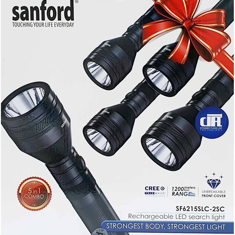 Sanford Rechargeable Led Search Light Combo 5 In 1 Black