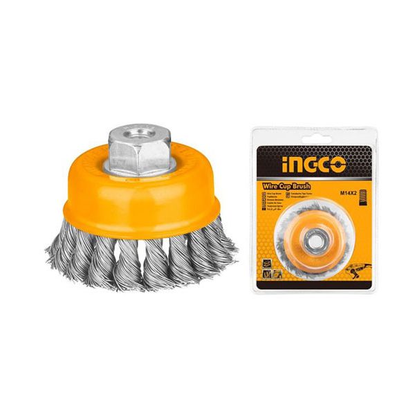 Ingco Cup Twist Wire Brush With Nut 0.5mm WB21001