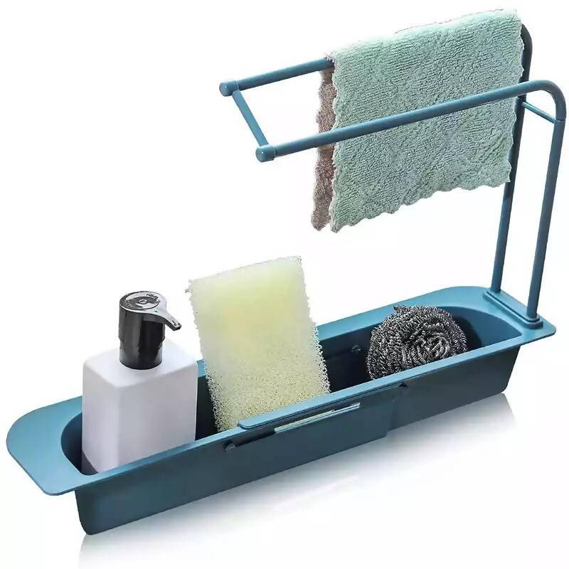 Telescopic Sink Kitchen Drainer Rack Storage Basket Bag Faucet Holder Sponge Holder Adjustable Bathroom Holder for Home Kitchen