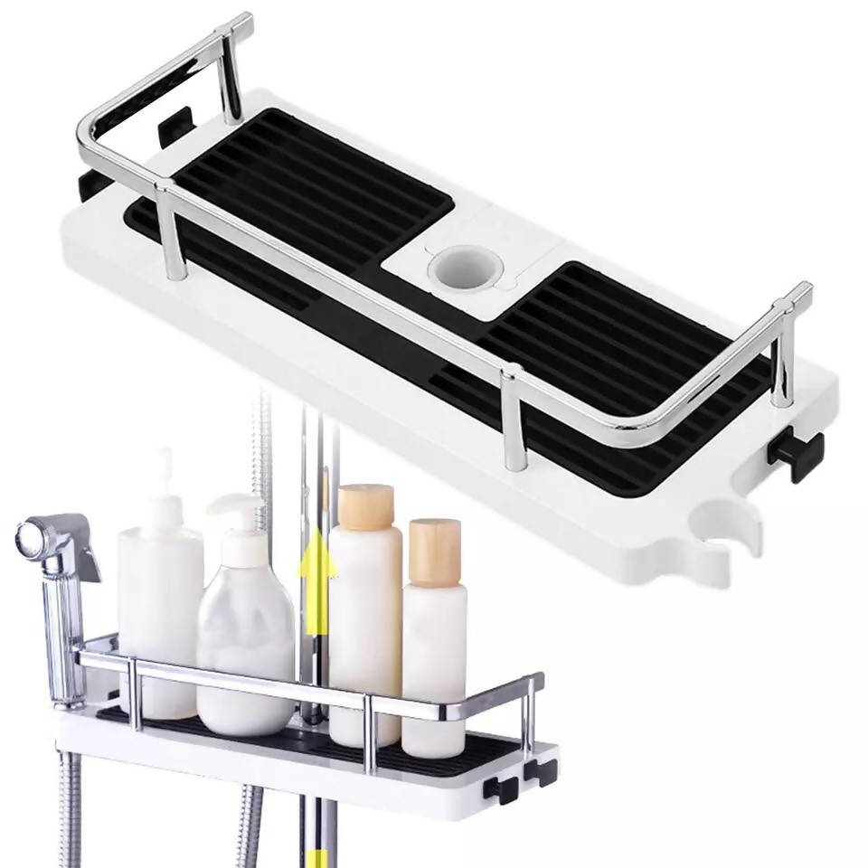 Bathroom Multifunctional Convenient Practical Creative Durable Punch Free Shower Rod Rectangular Storage Rack Holder