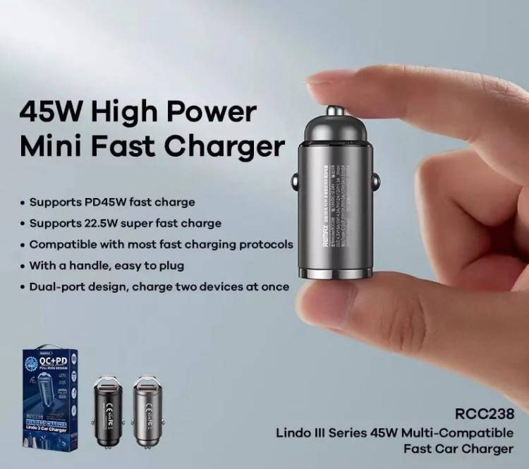 Remax- 45 Watt fast charging PD Car charger