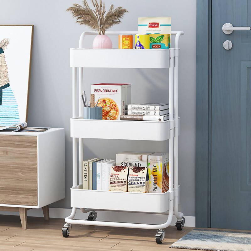 Shop 3 Tier Rolling Utility Cart - White | Multi-Purpose Storage | Halabh