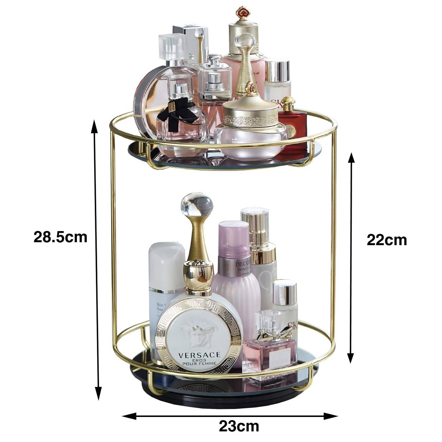 Makeup Organizer With Spin Rotating 2 Layer Tray For Perfume Luxury Makeup Organizer