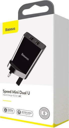 Baseus Travel Charger Speed Mini 2x USB Output 10.5W Black