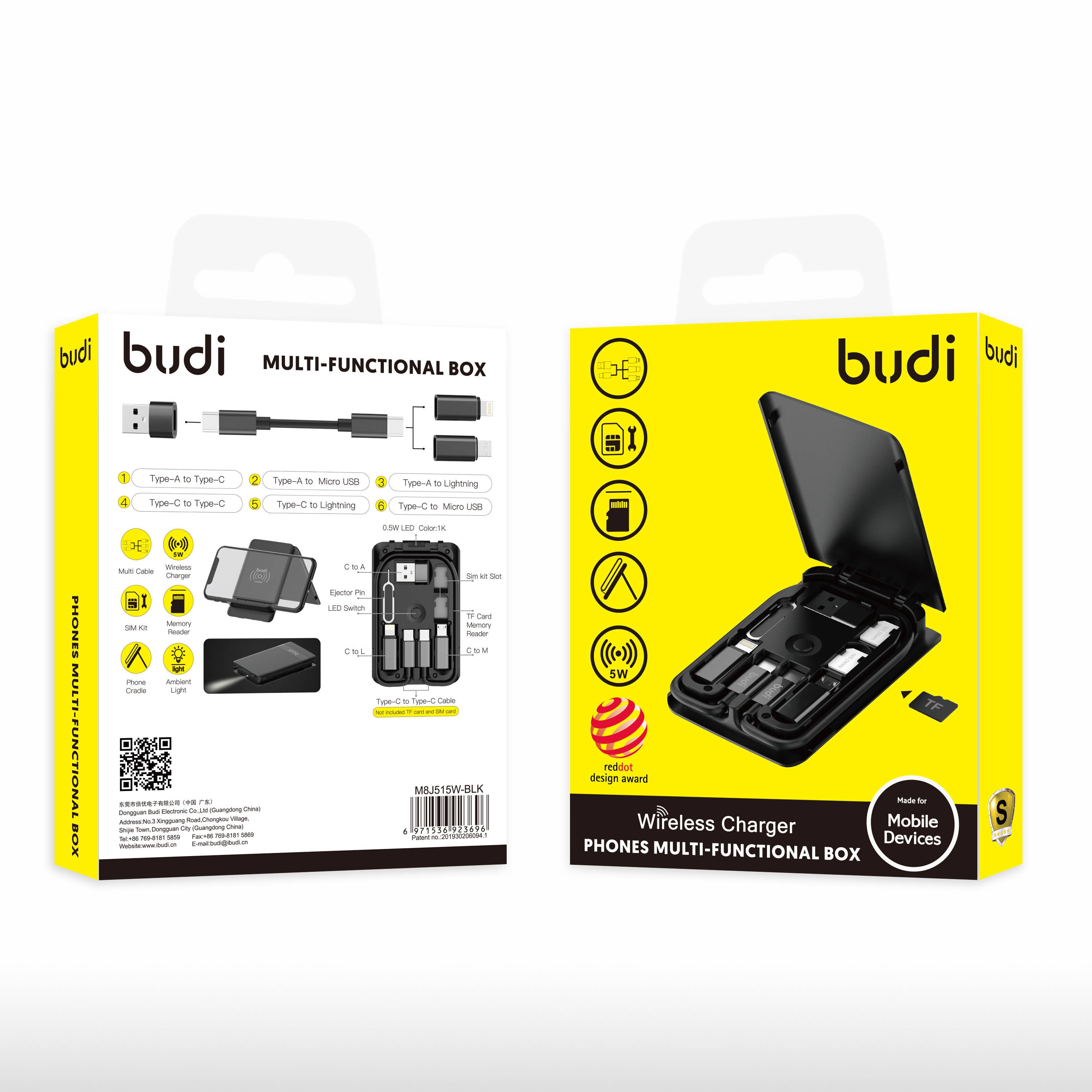 Budi 5W Wireless Fast Charger Black