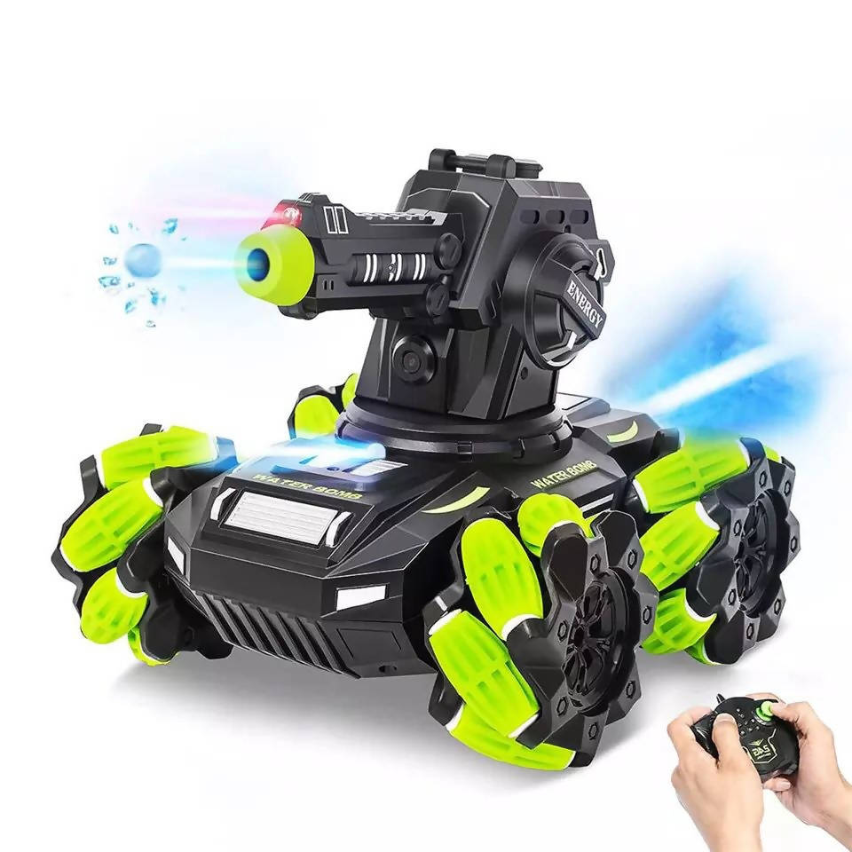 RC Tank Shooting Water Bullets 360 Rotating Water Bomb RC Car 2.4Ghz Remote Control Toys with LED Spray Toy for Kid Gift